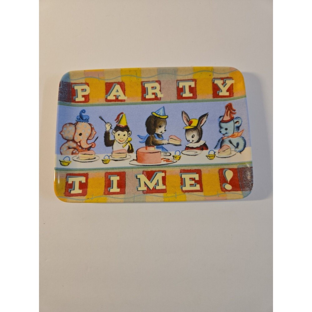 VTG Melamine Ware Rectangle Small Plate Tray Party Time Party Animals Artbird